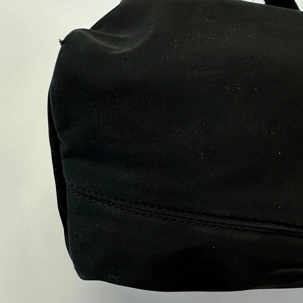 Frances Valentine Black Nylon Cosmetic Bag Travel Makeup Case Zip Top Designer